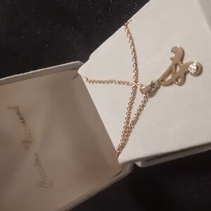 Gold plated genuine diamond initial A charm Nwt